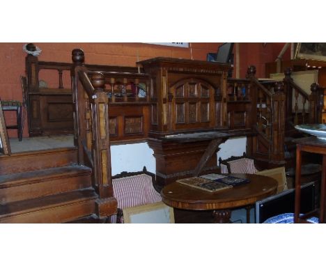 A 19th Century Pitch Pine Judge's Bench/Speaker's Stand - suitable for a restaurant, reception area, etc.