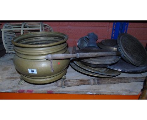A Quantity of Metalware to include a Planter, Warming Pans, Trays, etc.