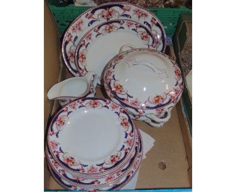 Three Boxes: A Collection of Assorted Items to include a part Victorian dinner service by Hollisnshead & Kirkhaman (two turee