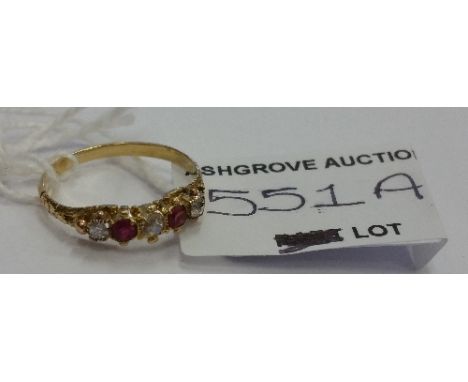 18ct Antique Diamond & Ruby Ring.