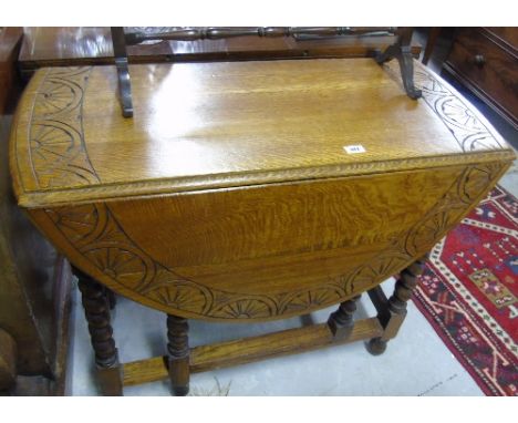 A Lovely Late 19th Century Blond Oak Gate-Leg table on barley twist supports, c. 1880.