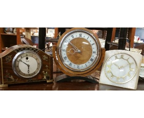 A Smiths Electric Mantel Clock with Chinoiserie Decoration & Two Further Mantle Clocks (3).
