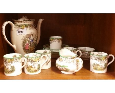 A Spode 'Byron' Pattern Coffee Service Complete for Six.