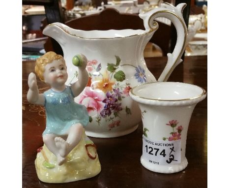 A Royal Crown Doulton Posy Pot; along with Royal Worcester child figurine 'Days of the Week'.