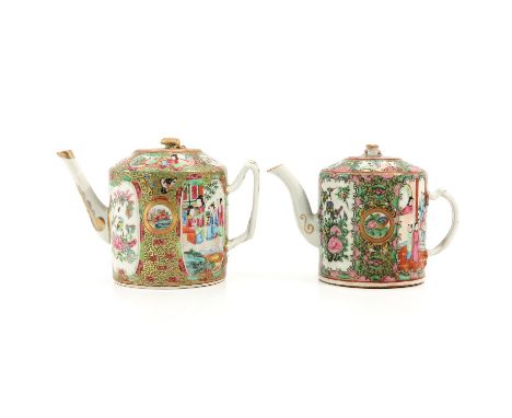 Decorated with flowers, birds, and butterflies, tallest teapot is 16 cm. 