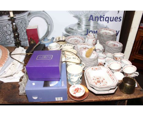Wedgwood Kashmar table service, cased cutlery, crystal, table lamp, prints, etc.