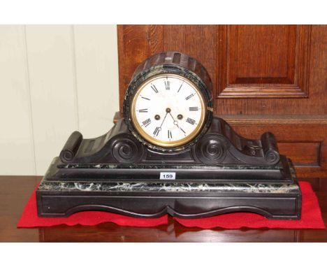 Marble and slate mantel clock, 53cm by 32cm.