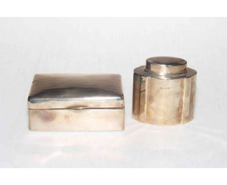 Silver caddy, Birmingham 1950, and silver cigarette box (2).