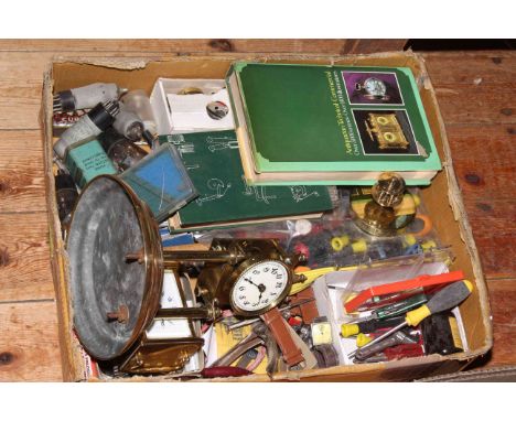 Box of watches, watch tools, clocks, etc.