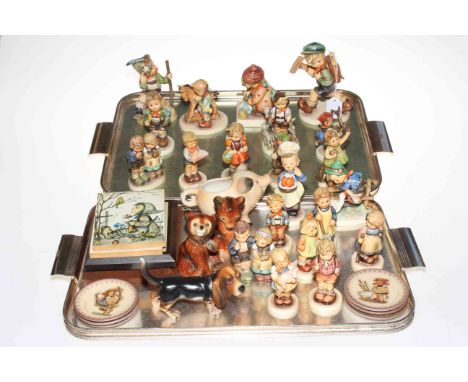 Good collection of Hummel including twenty one figures, animals, miniature plaques and pictures (some with boxes).