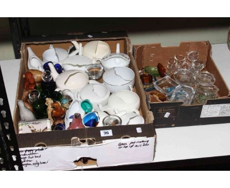 Vintage free blown eye baths, feeding cups, pin trays, penny licks, Beneagles mini Scotch whisky's, stirrup cup, etc.