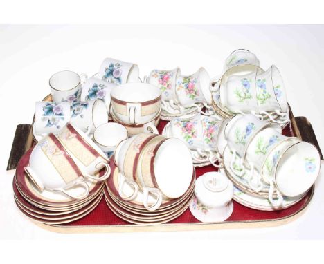 Royal Worcester coffee cans and saucers, Royal Doulton Rosewood and Richmond Blue Poppy teawares, etc.