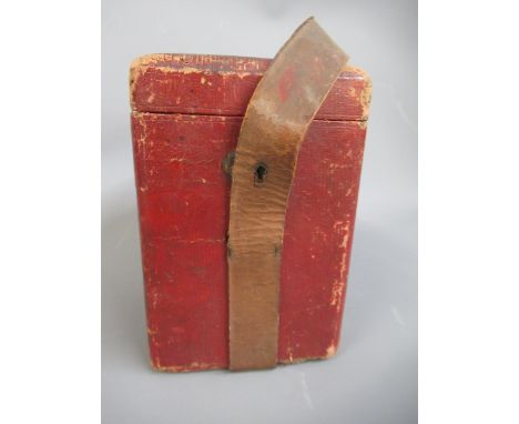 19th Century red Morocco leather covered carriage clock travel case 