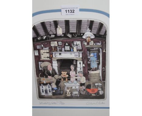 Graham Clarke, artist signed Limited Edition coloured etching, ' Where's My Cake? ', No. 174 of 250, 8ins x 6.5ins, framed 