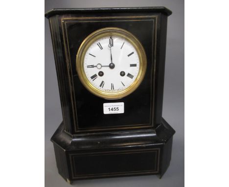 19th Century French ebonised two train mantel clock 