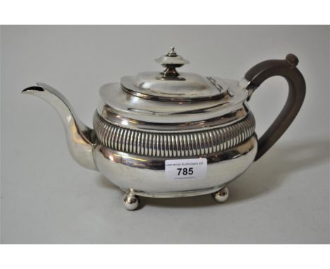 George III silver teapot with fluted decoration, 16 troy oz.Does have some dents and marks from use but essentially in good c