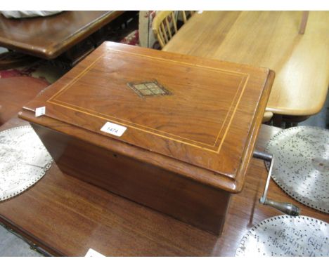 19th Century Swiss walnut cased polyphon by Stella with five 9.5in discsNot working at present, possibly overwound 
