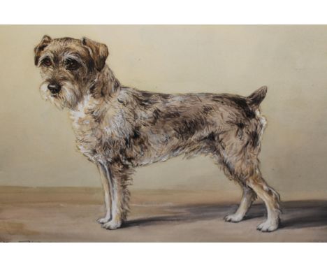 M. Kingston Walker, signed mixed media painting on paper, portrait of a wire haired terrier, 13.5ins x 17insMixed media in th