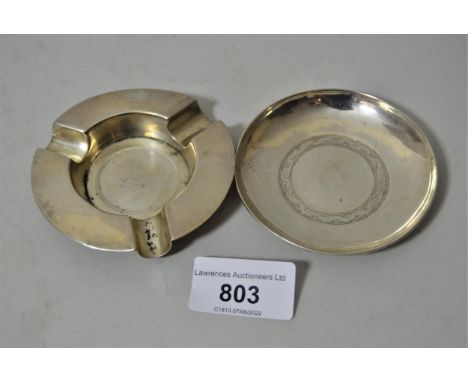 Two Chinese silver coin inset ashtrays 