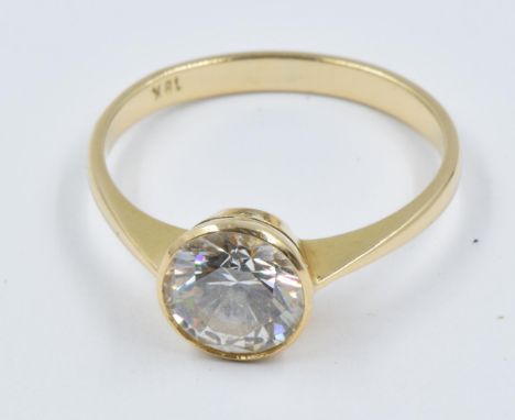 18ct Gold zircon set solitaire ring 