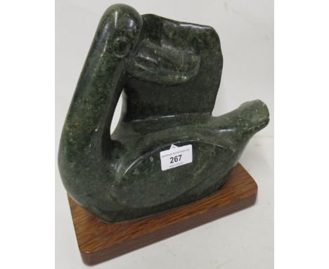 Heavy carved opal stone figure of a duck by Zimbabwean sculptor, Philip Kotokwa 