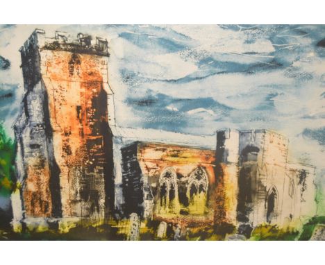 John Piper, artist signed Limited Edition etching and aquatint, Ivy Church, Romney Marsh 1983, published 1984, Limited Editio