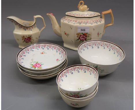 Eight various early 19th Century English porcelain bowls and saucers with hand painted floral decoration and a 19th Century t
