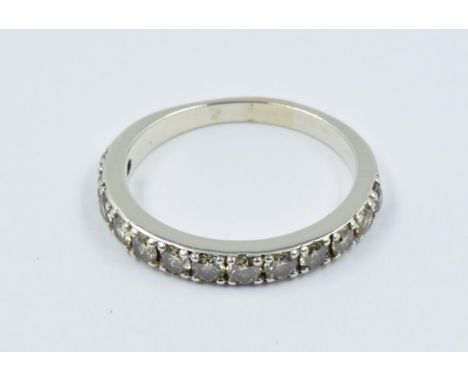 9ct White gold three quarter eternity ring set with thirteen brilliant cut diamonds, approximately 0.93ct total 