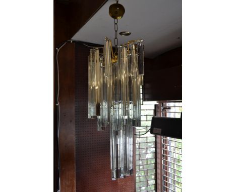 Mid 20th Century Venini Cascade ceiling light fitting, circa 1960's, comprising twenty four 11in crystal drops and seven 6in 