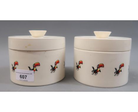 Pair of Carltonware Guinness Toucan jars with covers 