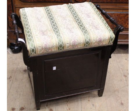 Early 20th Century box seat piano stool, together with an Art Deco aneroid barometer 