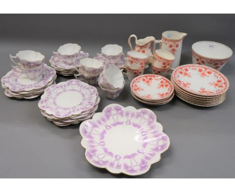 Art Nouveau Foley part teaset and another part teasetTwo cups with hairline cracks, otherwise in good condition.Some staining
