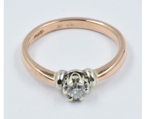 9ct Yellow gold diamond solitaire ring 