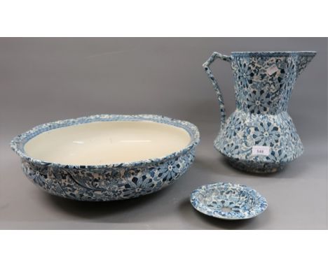 Wood & Sons blue and white transfer printed jug and basin 