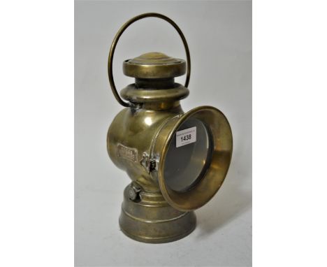 Brass motor lamp by Edges, London, 12.25ins high 