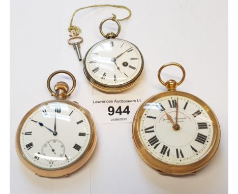 Small silver gilt cased verge watch by S. Lambert, the enamel dial with Roman numerals and through dial winding post, 42mm di