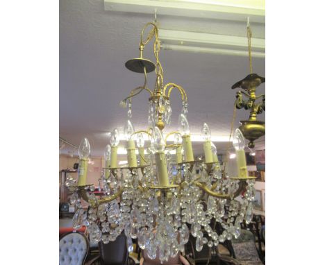 French gilt brass twelve branch chandelier 