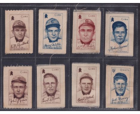 Tobacco silks, ATC, Baseball-Actress Series, Baseball Players, 16 different silks, all without the paper backs, Oldring, Dyge