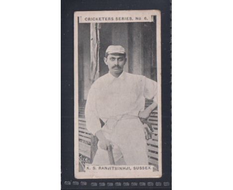 Cigarette card, Faulkner's, Cricketers Series, type card, no 6, K S Ranjit Sinhji, Sussex (gen gd) (1)