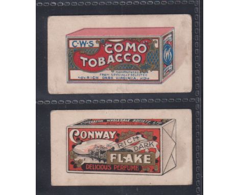 Cigarette cards, C.W.S., Advertisement Cards, unnumbered, (2/6), 'Como Tobacco' packing and 'Conway Rich Dark Flake' packing,