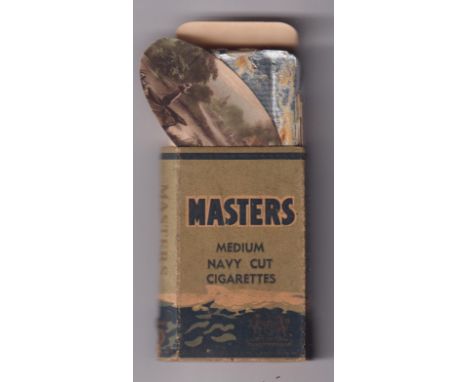 Cigarette packet, Masters Tobacco Co, London, a 'live' packet complete with 10 original cigarettes in foil, packet showing so