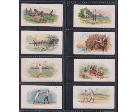 Cigarette cards, C.W.S., British Sport Series (backs all CWS no 1 Starch), 8 cards, no 16, Boxing, no 29, Throwing the Hammer