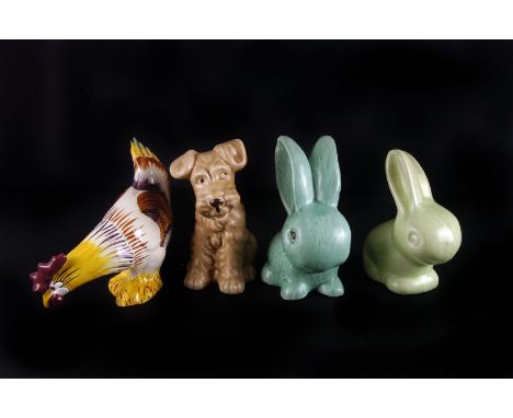 A group of ceramic ornaments,  to include a Sylvac dog, a Wedgwood hen, a Carltonware jug, and others 