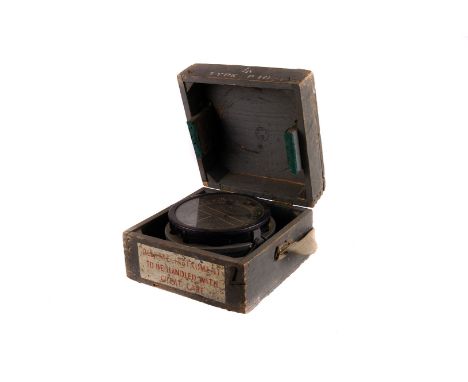A WWII Lancaster Type P10 compass, marked with broad arrow and 6A/1671, in original wooden carry case (2) 