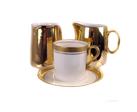 An Aynsley part tea service,  with gilt decoration, the tea and coffee pot gilt overall, 28 pieces 