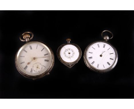 A late 19th century Swiss silver open faced pocket watch retailed by G. Donaldson, 121 Pall Mall, London, the white enamel di