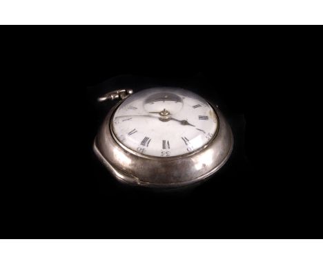 A George III silver pair cased pocket watch, the case hallmarked London 1781,incuse case maker's mark 'IM', the white enamel 