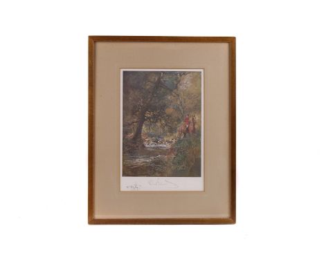 Lionel Edwards (1878-1966), three hunting scene prints, each pencil signed, framed and glazed, Frost & Reed gallery label ver