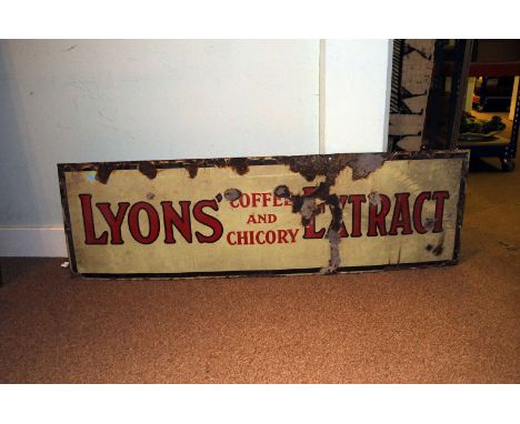 A 1920s 'Lyons Coffee and Chicory extract' advertising sign,  enamel on tin, 46 x 153cm 