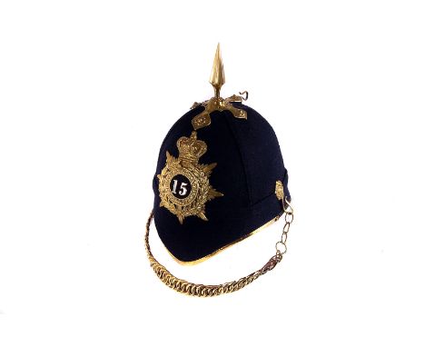 A British Home Service Officer's full dress helmet, having cap badge with crown and crest with motto 'Honi Soit Qui Mal Y Pen